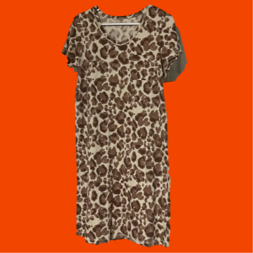 NWT New Directions leopard v tee dress L